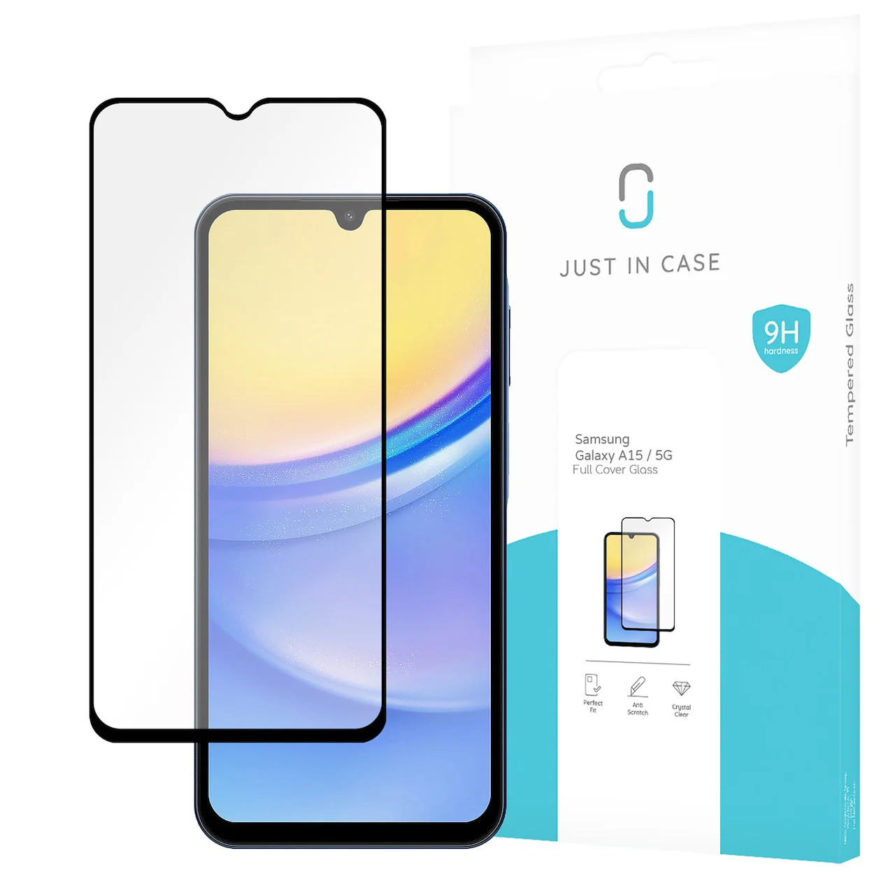 Just in Case Full Cover Tempered Glass screenprotector voor Samsung A15 4G/5G