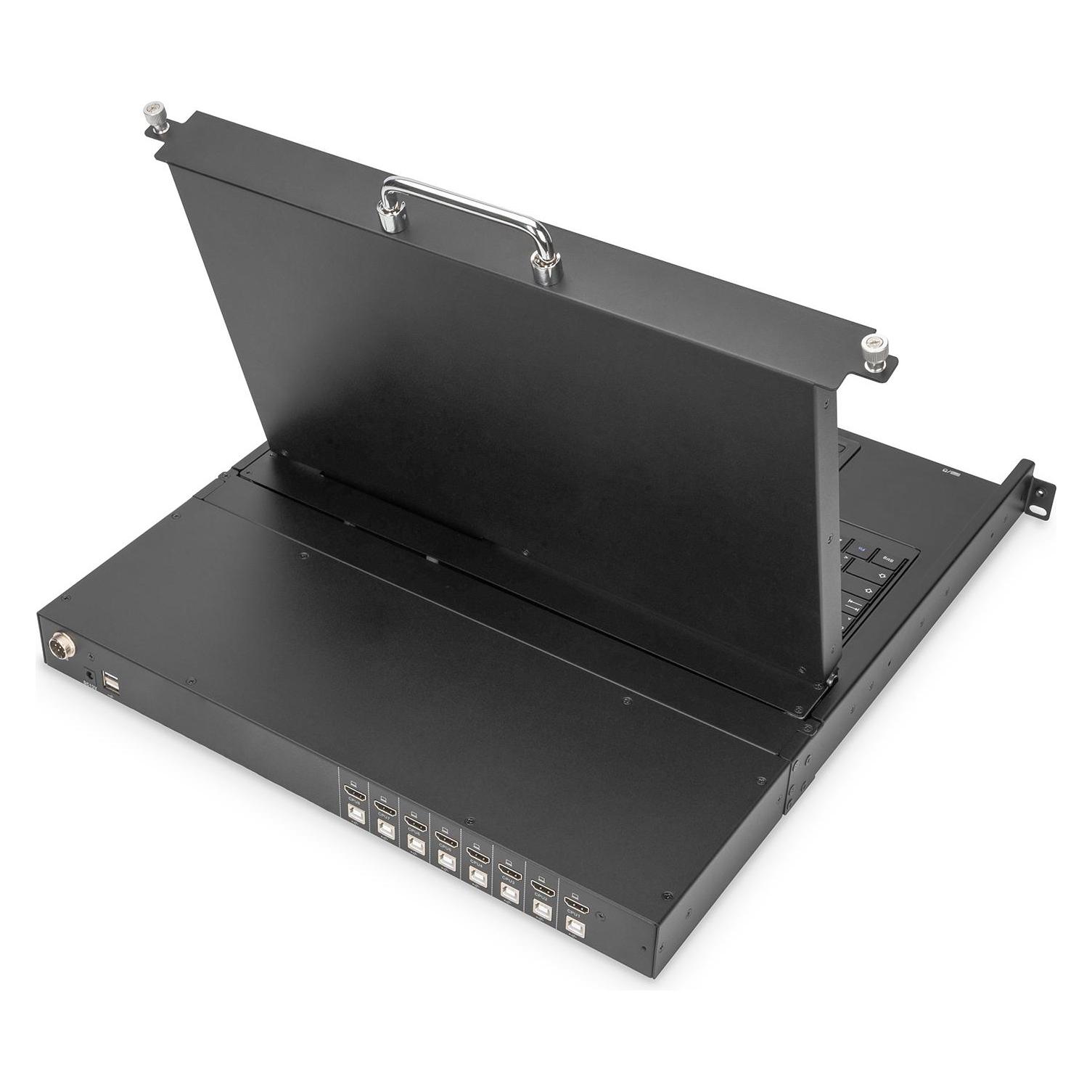 Digitus Modulare Konsole mit 19 TFT48,3cm 8Port KVM Touch 8 x HDMI, HD Auflösung, GE Tastatur (DS-72221-6GE)