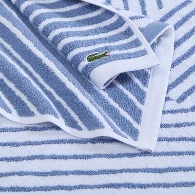 Lacoste Guethary Stripe 100% Cotton Bath Towel, Hand Towel, and Wash Cloth - Assorted Colors