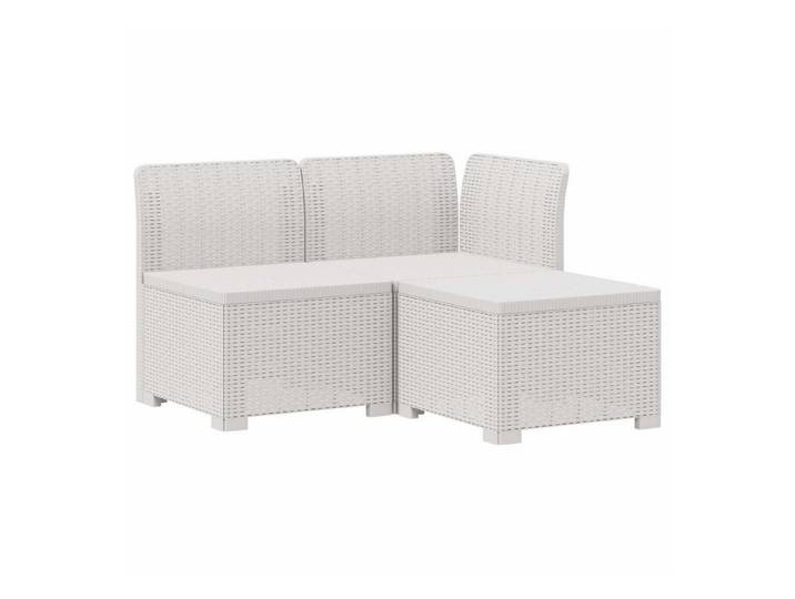 vidaXL Sofaelement 3-Sitzer Garten Sofa Rattan Look 3-Sitzer PP Weiß