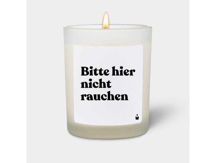 Duftkerze Weiss Woody Bitte hier nicht rauchen