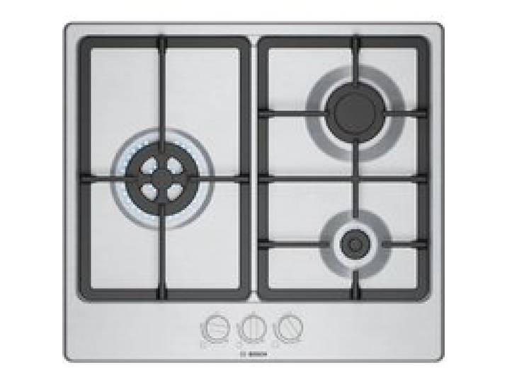 Plaque de gaz - BOSCH - PGC6B5K90 - 3 zones 7300W - Brûleur wok - Gris