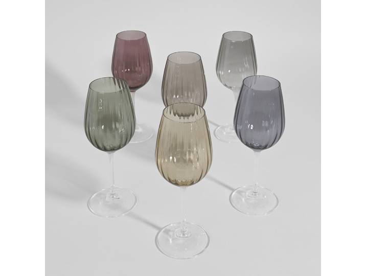 Stielgläser (x6) aus mehrfarbigem Glas