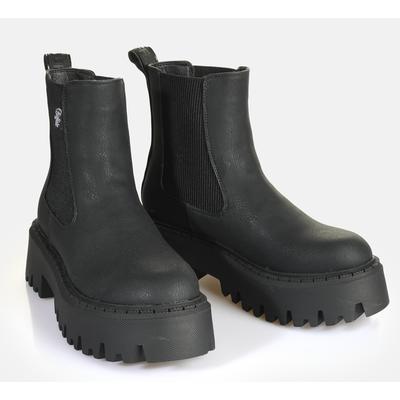 Chelseaboots BUFFALO "Aspen Chelsea warm", Damen, Gr. 40, Warmfutter, schwarz, Nubuklederimitat, Schuhe Chelseaboots, Plateauboots, Stiefelette, Schlupfboots mit Memory Foam-Innensohle