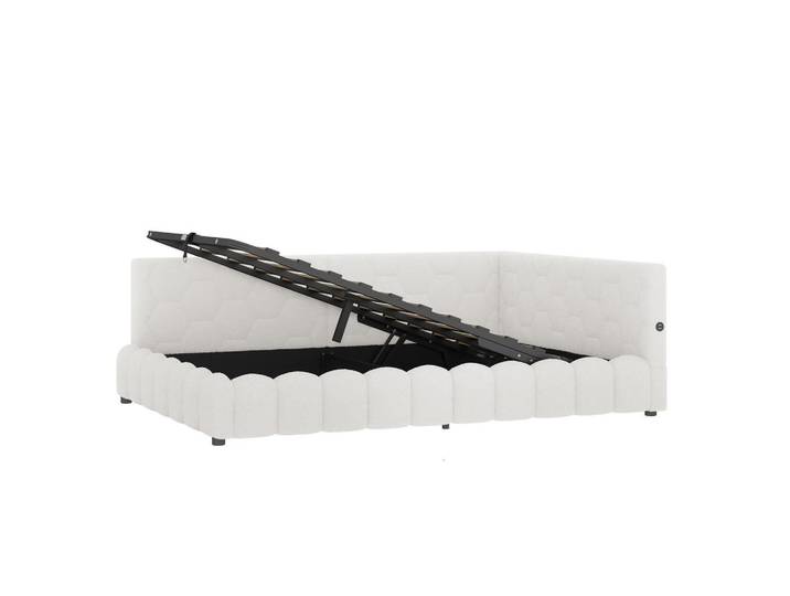 Komhtom Polsterbett 140x200cm mit USB-Anschluss, Typ-C- Weiß, Mode, 140x200 cm, Schlafzimmer, Betten, Polsterbetten