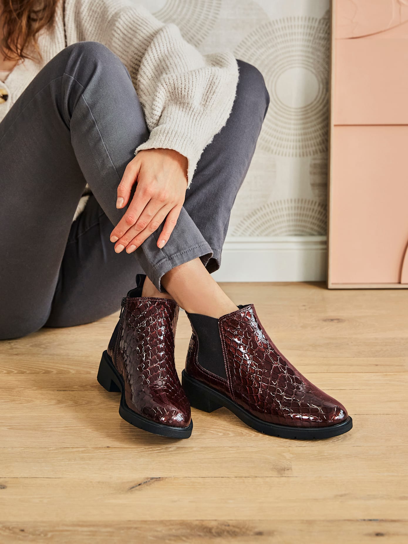 Stiefelette CASUAL LOOKS, Damen, Gr. 40, braun, Lackleder, Schuhe Stiefelette