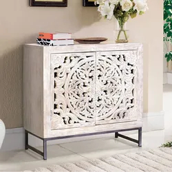 Kommode Holzkommode in Holz White Wash mit einem Einlegeboden
