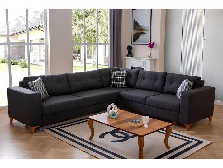 Xlmoebel Ecksofa Graues Designer-Stoffsofa in L-Form mit luxuriösem Design, Ecksofa, Hergestellt in Europa