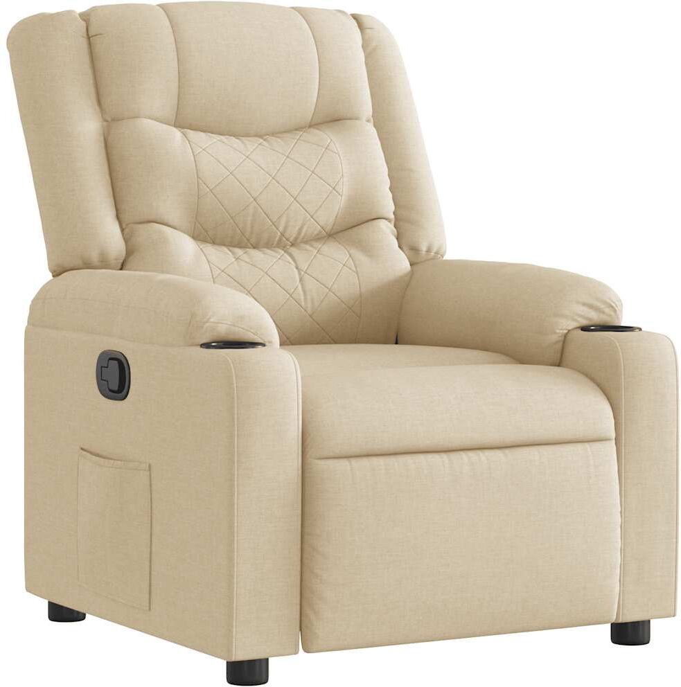 vidaXL Fauteuil inclinable Crème Tissu