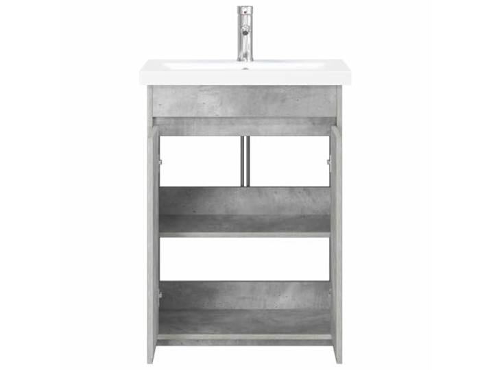 SKTQYQO Badezimmermöbel, Grau, Beton, 61 x 40 x 84,5 cm Technisches Holz, 1 Einlegeboden, Waschbecken mit Wasserhahn, einfache Montage