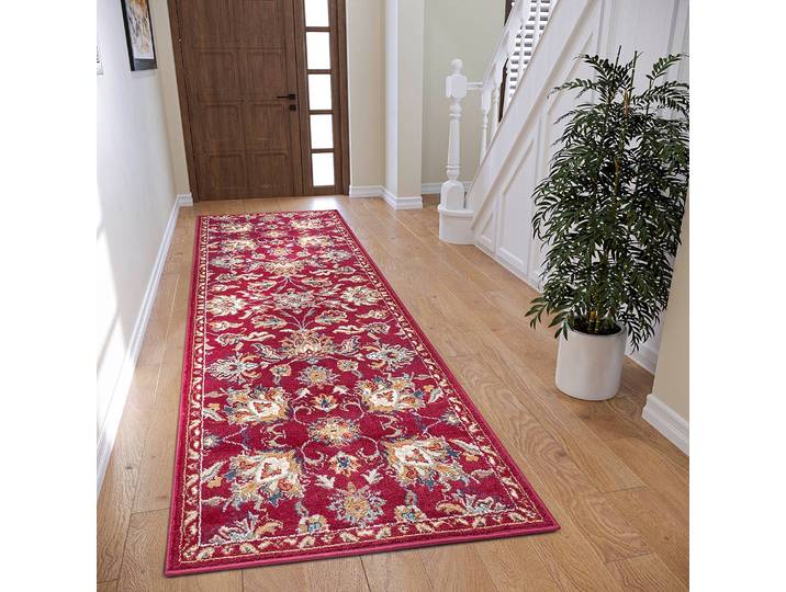 Tapis oriental Caracci Rouge/Rouge 80 x 240cm Face avant : polypropylène Revers : jute / Polypropylène