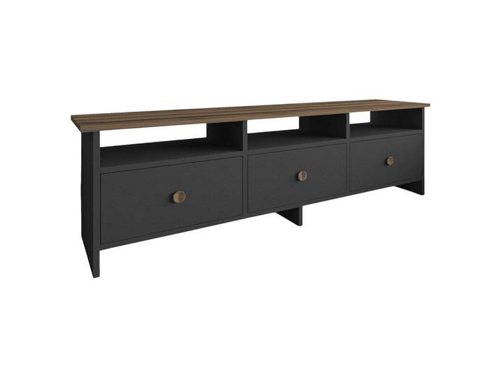 Livetastic Lowboard Oslo TV-Ständer, Anthrazit, Nussbaum, 150x47x36 cm, Wohnzimmer, Wohnwände, Lowboards