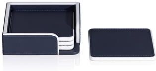 Zodax Nappa Leather 4-Piece Coaster Set on Tray