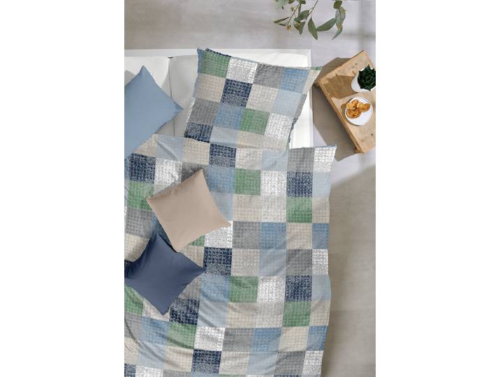 Housse de couette Biber Pixelgrille Vert/Bleu