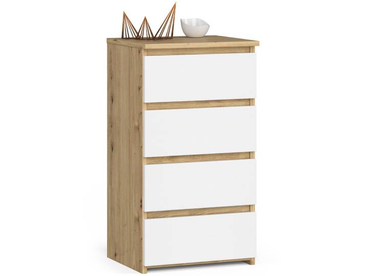 Commode 4 tiroirs Commode organisateur Commode avec tiroirs 40 cm de large 74 cm de haut Artisan chêne blanc Highboard Sideboard armoire étroite