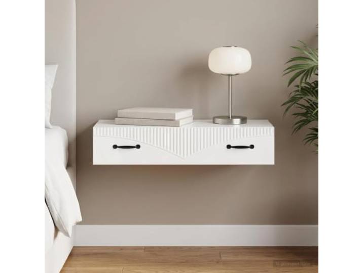 Wandmontierter Beistelltisch aus Holzwerkstoff mit Schublade, 87,5 x 34,5 Mit Schublade, Stangengriff, wandmontiert, Holzwerkstoff, modernes Design, platzsparend, vielseitig, pflegeleicht