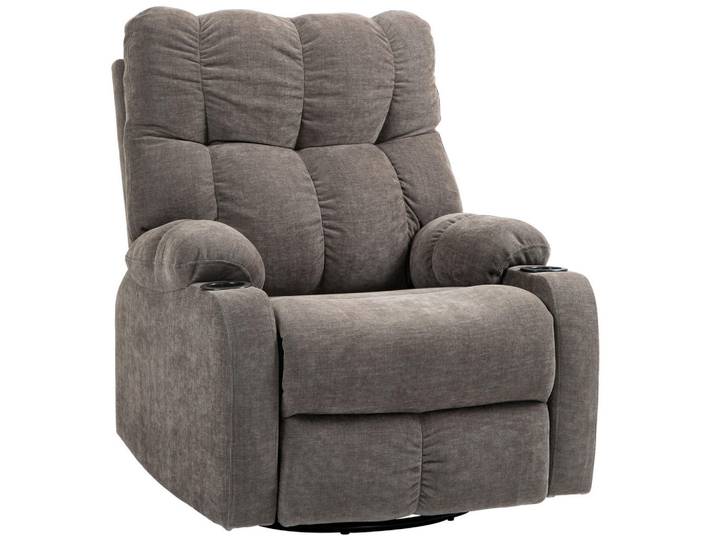 Homcom Relaxsessel Drehbar Fernsehsessel mit Liegefunktion, Schaukelfunktion Hellbraun, Braun, Füllung: Polyester,Taschenfederkern, 96x108x88 cm, Wohnzimmer, Sessel, Relaxsessel