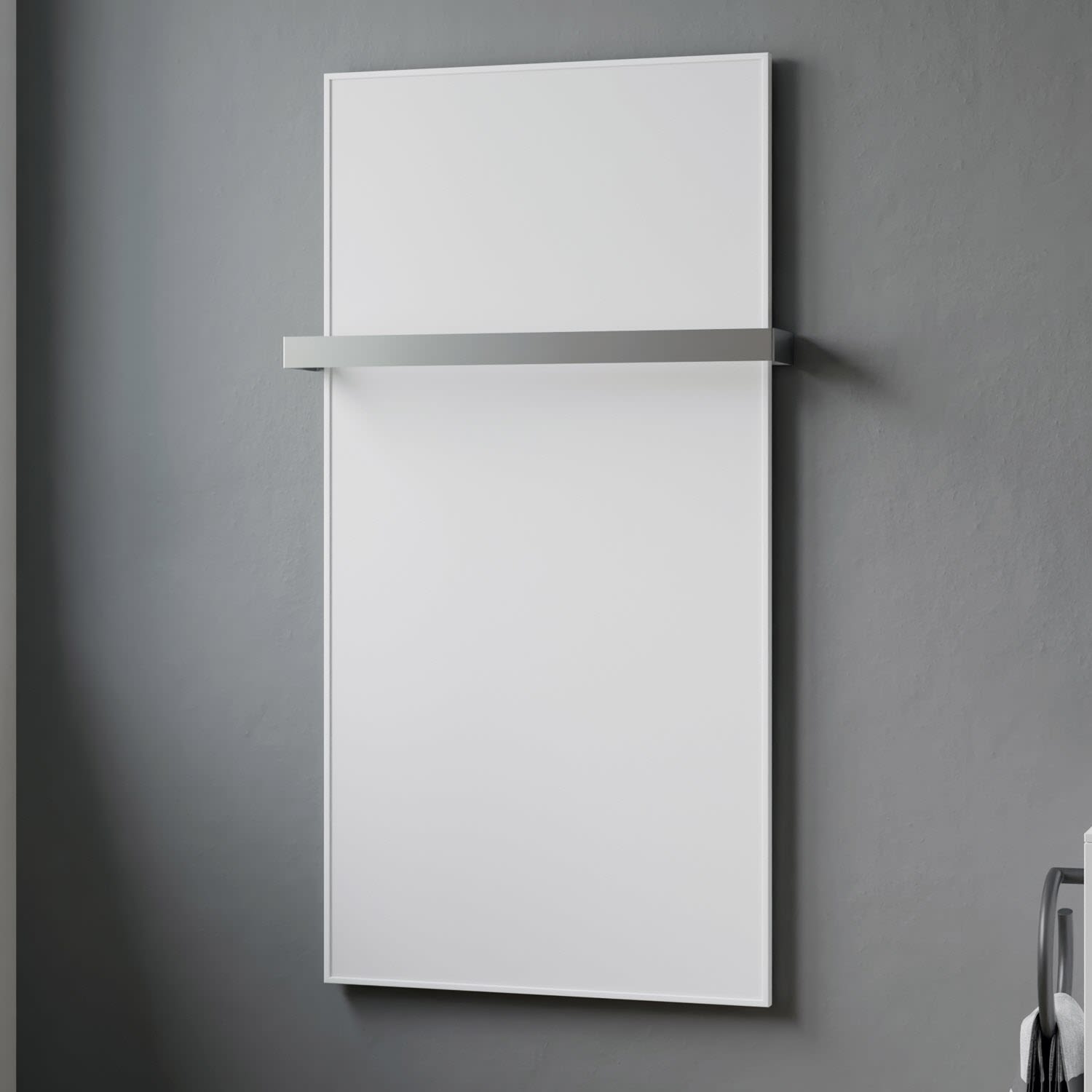 Sturotec Bath 7 E Infrarot-Badheizkörper 60 x 60 cm mit Handtuchhalter, Heizung, STUB7ES-600-600, weiß - B: 65 T: 4 H: 60 cm - weiß