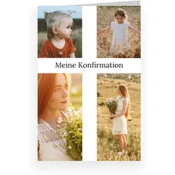 Konfirmationskarten Einladungen mit eigenen Fotos gestalten im Design "Einladungskarte Konfirmation: Bilderkreuz mit Fotos" - Musterkarte - Karten einfach online bei wunderkarten gestalten und...