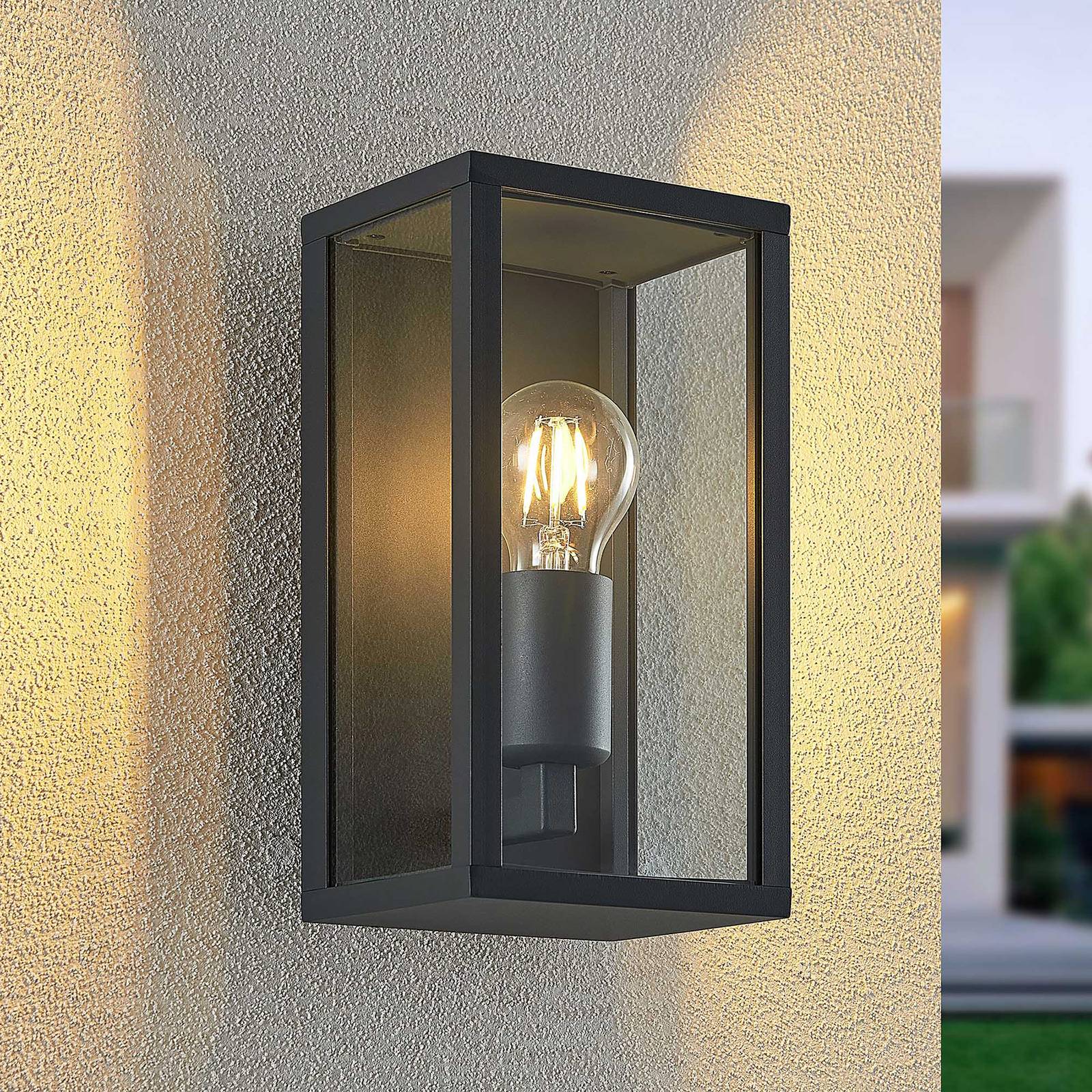 Outdoor Wall Light Peldar Lindby, dimmable, Black, Aluminium, Modern, Outdoor Wall Light