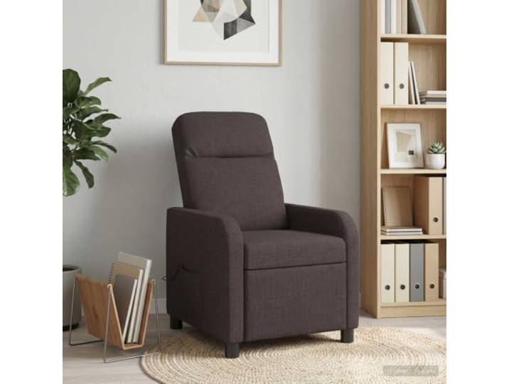 Relaxsessel Dunkelbraun Stoff Verstellbar 115°-160° 100 % Polyester,Metall- und Holzrahmen,flache Armlehnen,leicht abwischbar,minimalistisches Design