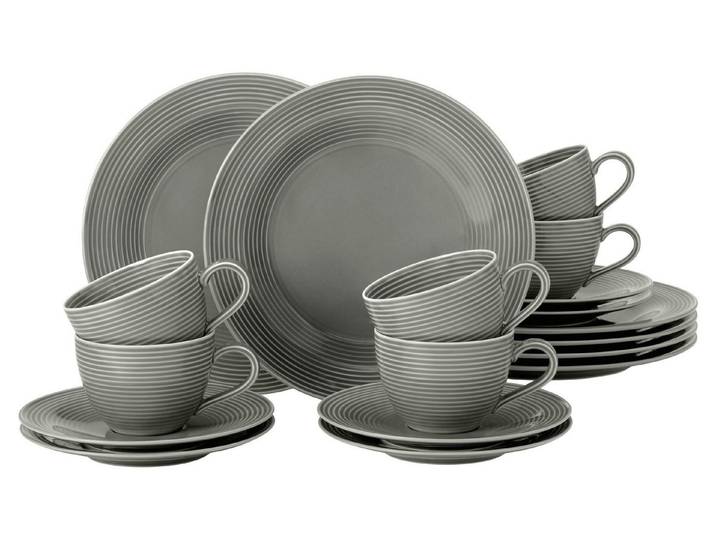 Seltmann Weiden Kaffeeservice Seltmann Weiden Beat Perlgrau Kaffeeservice 18-tlg., 6 Personen, Porzellan