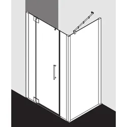 Kermi Pasa XP Pendeltür 1-flügelig mit Festfeldern PX1GL11018VYK 110x185cm, silber glanz, ESG SR OpacoClean, links, auf Duschwanne