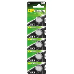GP Lithium-Knopfzellen 5 x CR1616 3V, hohe Leistung und Lebensdauer
