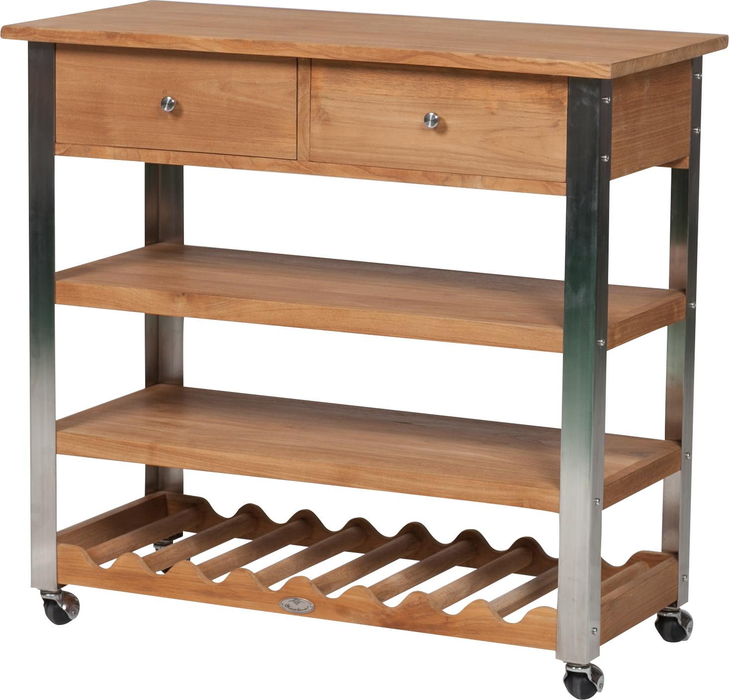 Diamond Garden Merlot Beistellwagen Edelstahl/Teak 96x45 cm
