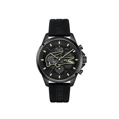 Multifunktionsuhr LACOSTE "ARTHOR", schwarz, schwarz, Armbanduhren, Herren, schwarz, Quarzuhr, Armbanduhr, Herrenuhr, Silikonarmband, analog