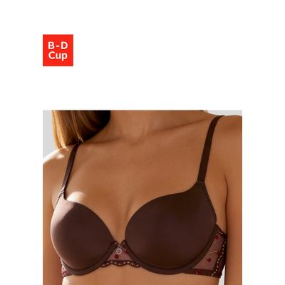 Schalen-BH S.OLIVER, Damen, Gr. 80, Cup B, zartbitter, Spitze, Obermaterial: 60% Polyamid, 35% Polyester, 5% Elasthan, BHs Schalen-BH, mit Bügel & Spitze mit Blumenstickerei, sexy Dessous