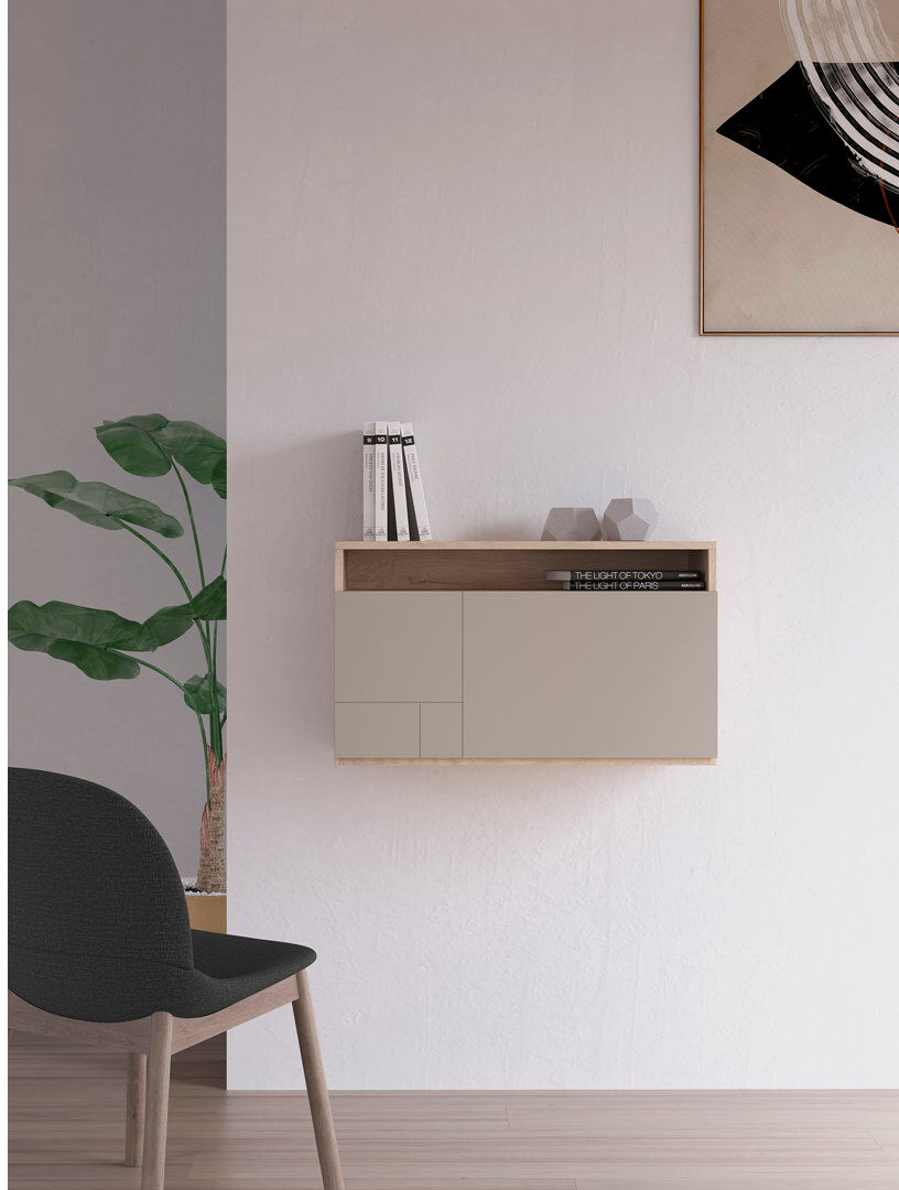 Latitude Run Fryman Foldable Floating Desk Light Oak Taupe