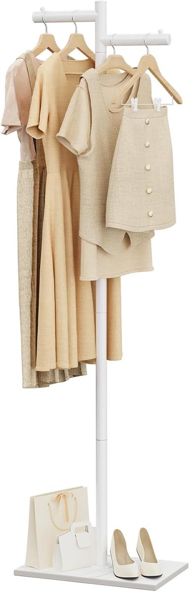 Metalen Kapstok Kledingrek Garderobe Wit Hoogte: 175 cm