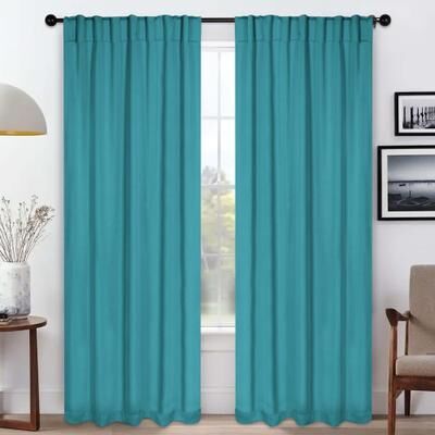 Superior Solid 2-Piece Room Darkening Curtain Set, Rod Pocket Backtab Header Window Drapes