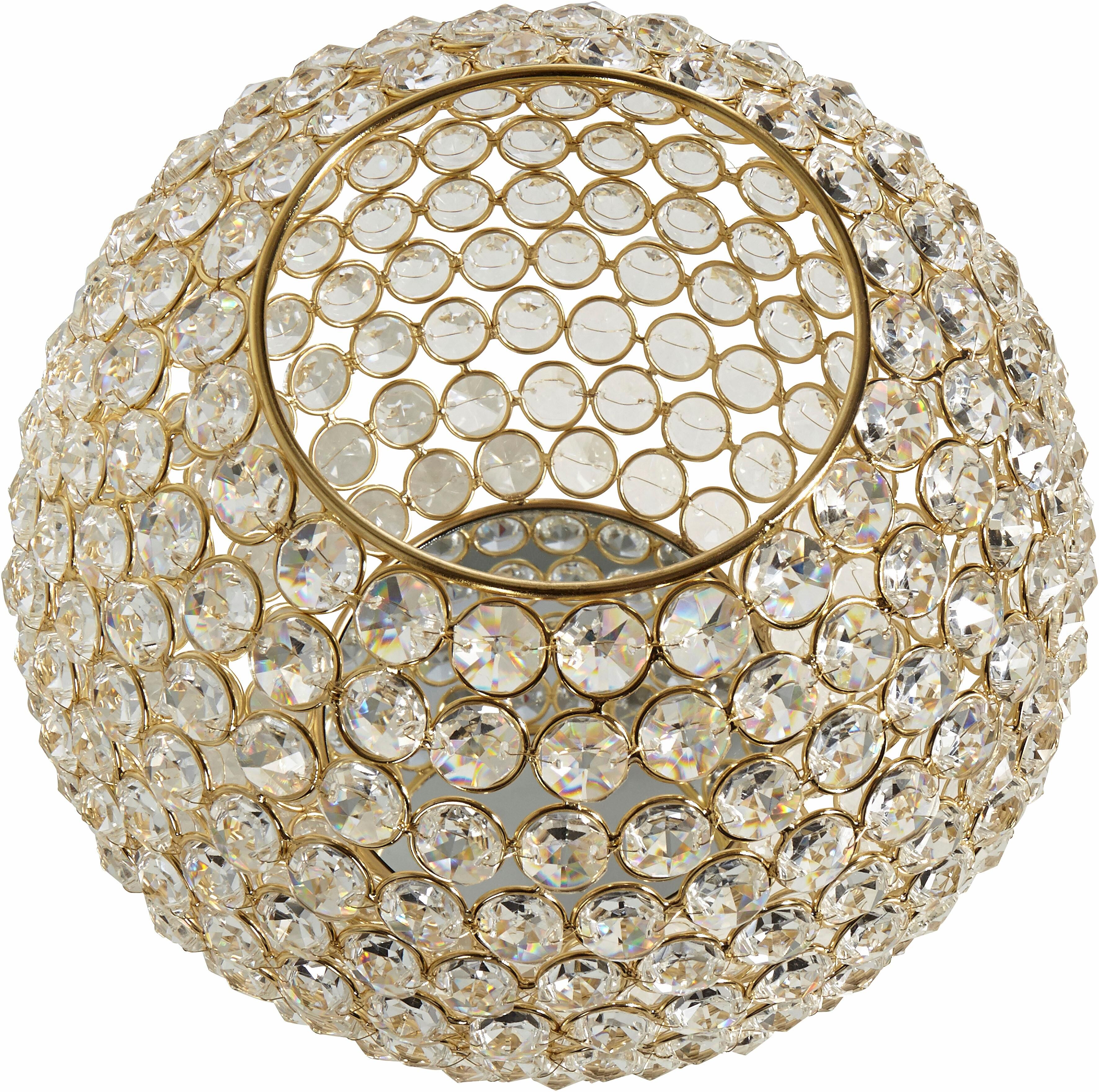 Windlicht GOODPRODUCT "Kristall", gold (goldfarben), H:18cm Ø:21cm, Aluminium, Glas, Kerzenhalter, Windlicht goldfarben B/H/T: 18cm