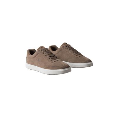Sneaker CALVIN KLEIN "LOW PROF CUPSOLE WT SU", Herren, Gr. 41, Textil, taupe, Leder, aufgeraut, unifarben, Basic, Schuhe Sneaker, Freizeitschuh, Halbschuh, Schnürer mit CK-Logo an der Schnürung