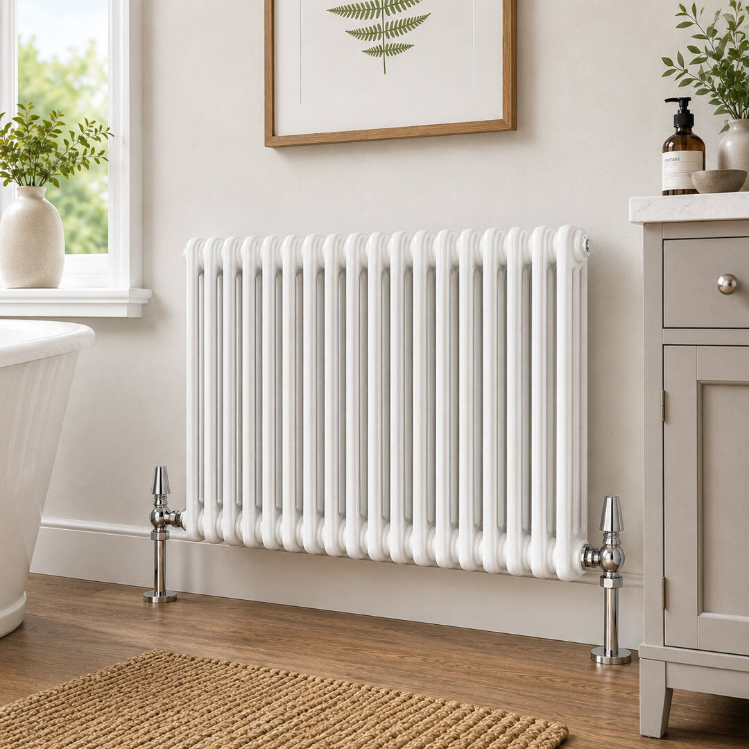 White Stone Uxbridge Horizontal Traditional Colosseum Radiator White 600mm H x 1010mm W x 130mm D