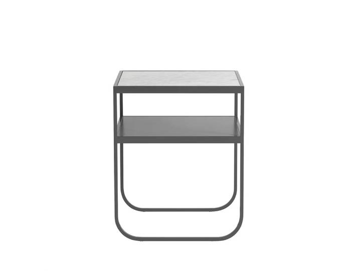 Asplund Nati Tati table de chevet marbre blanc, support char grey