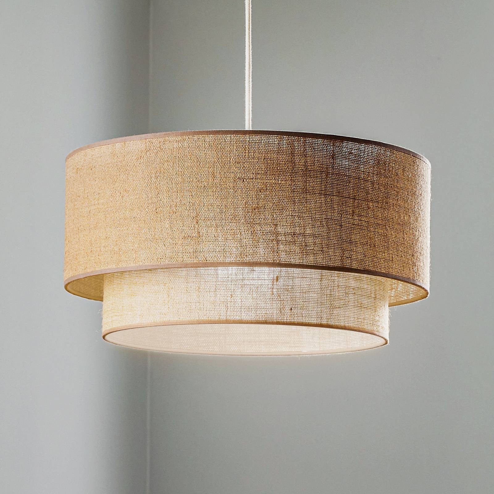Duolla Boho Hanglamp van Jute en Textiel, Bruin/Beige, Dimbaar