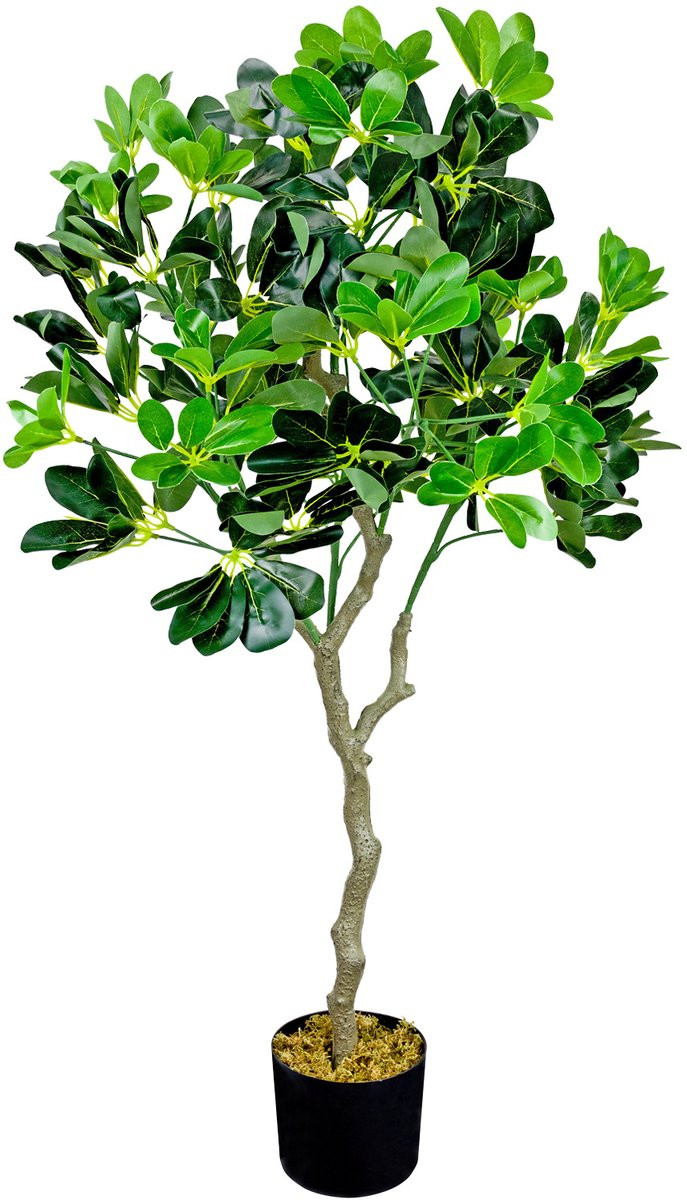 Decovego Kunstmatige Schefflera Plant, Kunstmatige Parapluboom, 100 cm, Groen