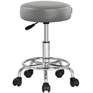 CASARIA Drehhocker 109271, Kunstleder, mit Rollen, mit Fußring, grau