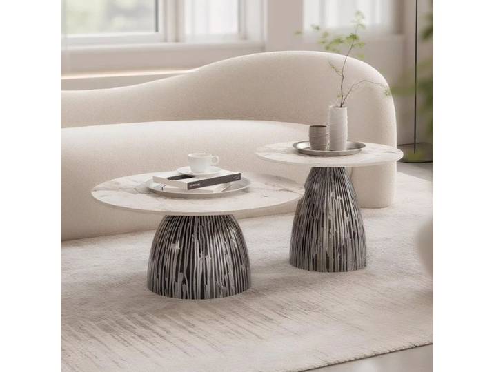 Table d'appoint simple et créative, table ronde, table basse de style nordique haut de gamme, combinaison moderne, style crème, salon