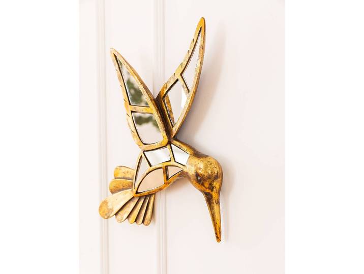 Wandschmuck Hummingbird Mirror 27 x 32 x 4cm Gold