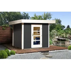 Weka 28 mm Designhaus 172 mit Vordach  235 x 240 cm-anthrazit 1 - 50 % Rabatt auf Dacheindeckung