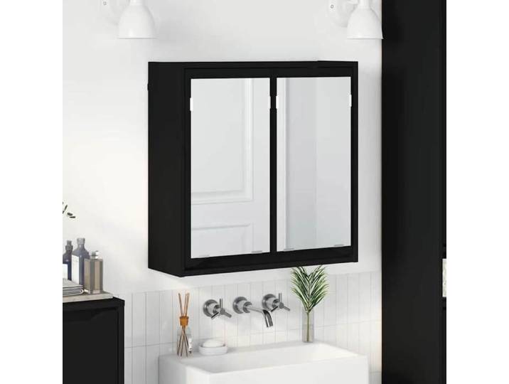 （Promotion Nove）Armoire murale Cabinet maquillage - moderne Armoire Miroir de Salle de Bain avec porte Noir 60 x 20 x 60 cm