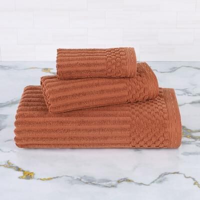 Superior Soho Ribbed Cotton 3-Piece Assorted Towel Set