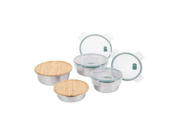 ROTHO Frischhaltedose, Edelstahl, (Edelstahldosen mit Deckel, Set 4tlg), mikrowellentauglich
