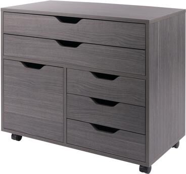 Winsome Wood Halifax 3-Section Multi-Storage Mobile Cabinet Charcoal Finish