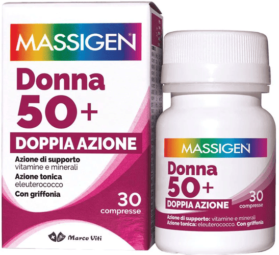Massigen Multivitaminico Donna 50+ 30 compresse Integratore per Energia e Ossa Forti