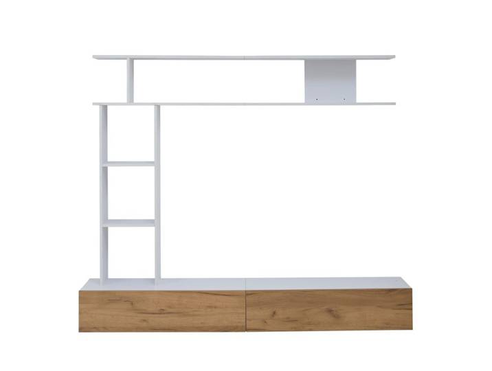 Ensemble meuble TV mural 180*35*22 5 cm comprenant vitrine meuble TV et étagère de rangement